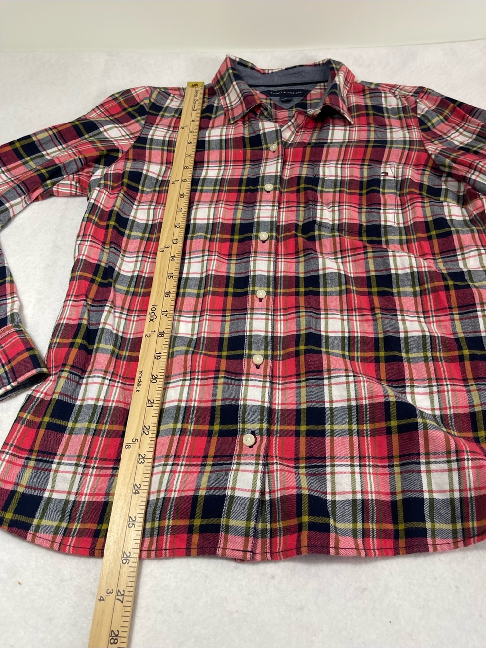 Tommy Hilfiger Women’s Medium Plaid Button Down Shirt 100% Cotton Roll Tab - Picture 3 of 7